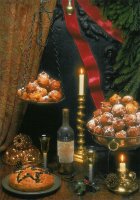 De huiselijke haard I. - By the fireside I. Doughnut balls are a traditional New Year's Eve delicacy in Holland.