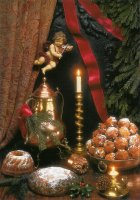 De huiselijke haard II. - By the fireside II. Doughnut balls are a traditional New Year's Eve delicacy in Holland.