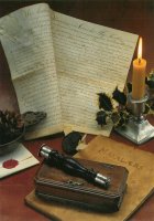 Uit de collectie van Pro Heritage: een antiek makelaarsstokje en een kwijtschelding (overdracht) uit 1713. - An antique broker's baton together with a deed of conveyance dating from 1713.